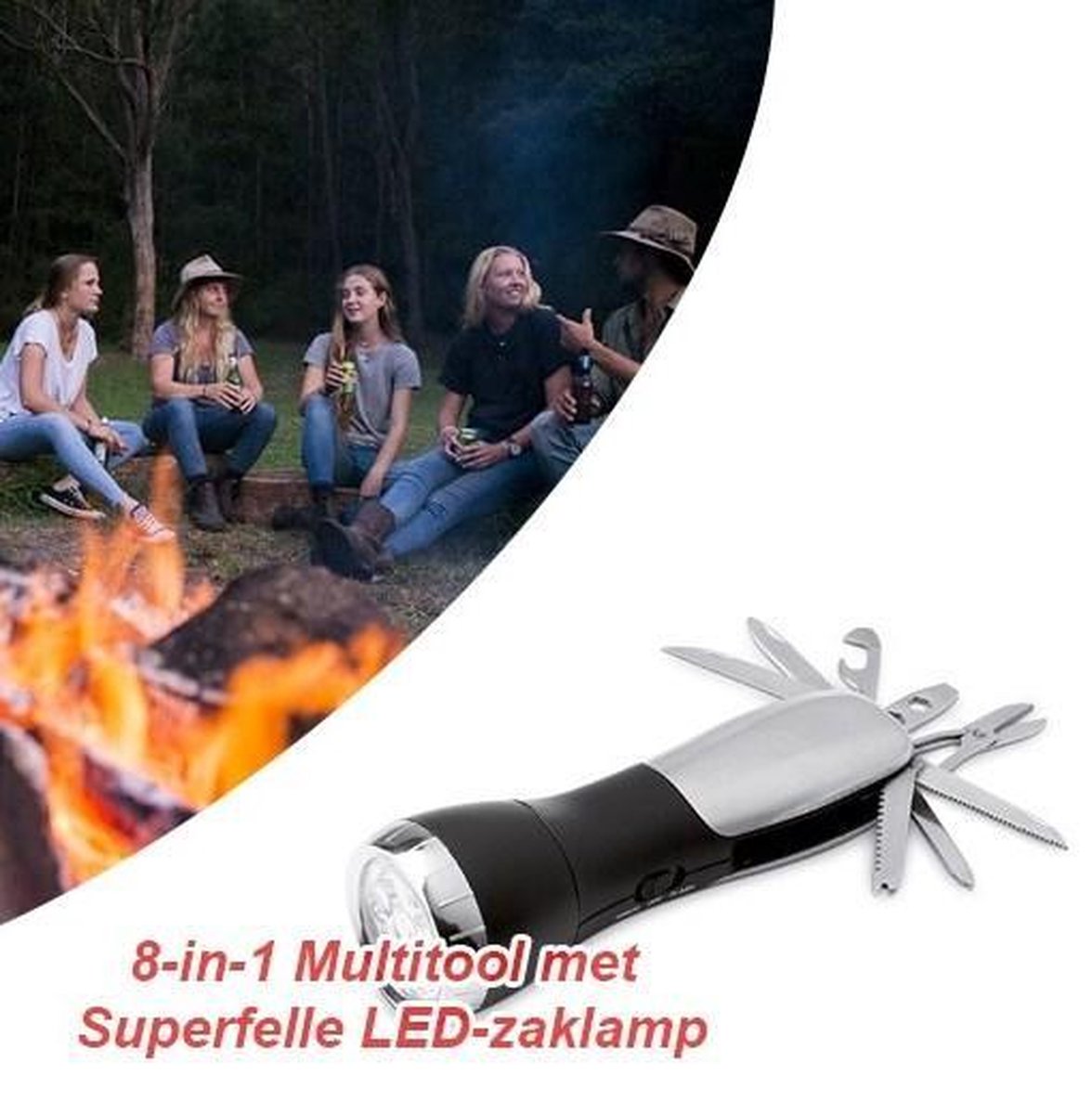 8-in-1 Multitool met Superfelle LED-zaklamp
