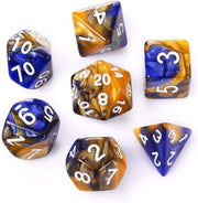 D&D dice set - DnD dobbelstenen set Goud met Blauw - Dungeons and Dragons dobbelstenen