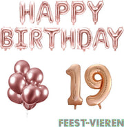19 jaar Verjaardag Versiering Ballon Pakket Rosé Goud