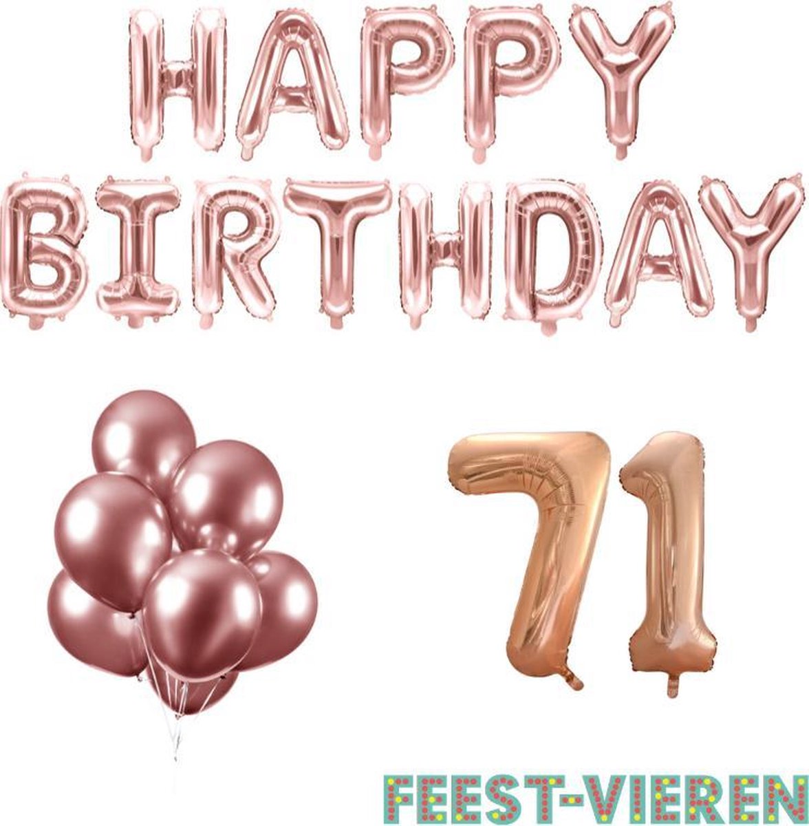 71 jaar Verjaardag Versiering Ballon Pakket Rosé Goud
