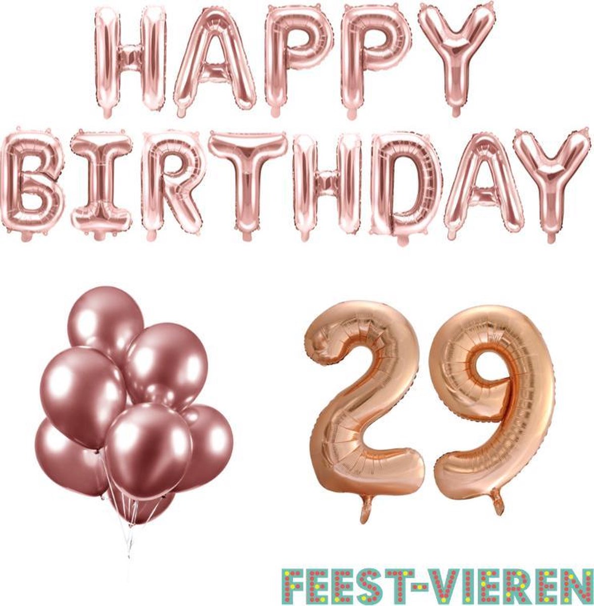 29 jaar Verjaardag Versiering Ballon Pakket Rosé Goud