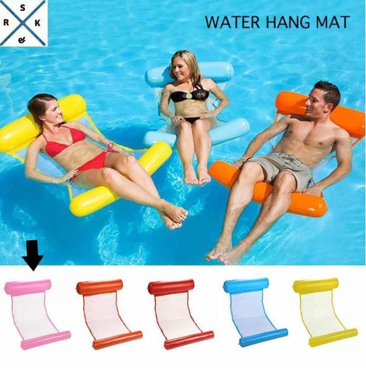 WaterHangmat- Rs&k Waterspeelgoed- Opblaasbare Waterhangmat- Zwembad - Opblaasbaar Voeten en Hoofdkussen stuk - Zwembad Lucht bed - Roze