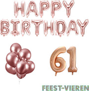 61 jaar Verjaardag Versiering Ballon Pakket Rosé Goud
