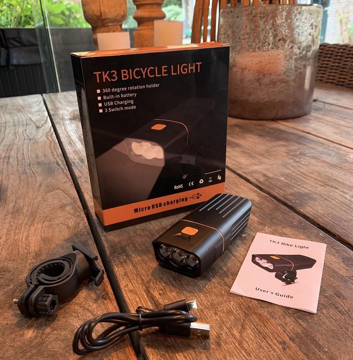 Fietsverlichting Fietslamp voorlicht Usb oplaadbaar koplamp led fiets fietslampjes 1500L