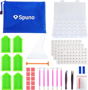 Spuno® Diamond Painting Accesoires Pakket Volwassenen - Opbergdoos - sorteerdoos - Corrector - Pennen - Wax - Schudbakjes - Etui - Starterspakket