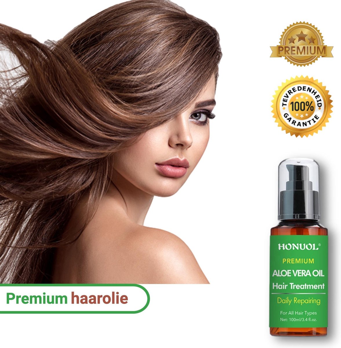 Honuol Premium Haarolie - Aloe Vera - Haar olie vrouwen - Serum Haar - Beschadigd haar - Serum Haarverzorging - Hair treatment -  Natuurlijk -100 ml