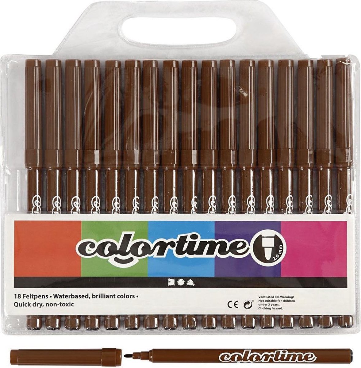 Colortime - Bruine Stiften - 2 mm - 18 stuks