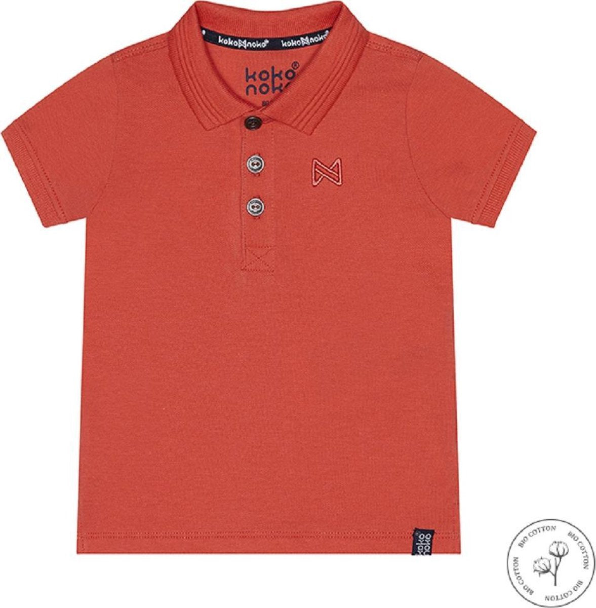 Koko Noko Bio Basic Polo Shirt NOAH Neon coral - Maat 74/80