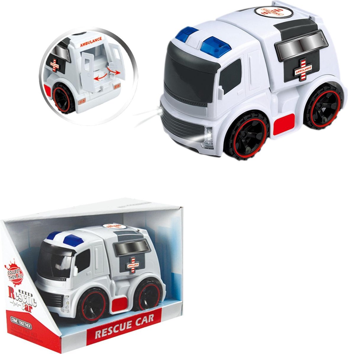 JollyVrooom - Ambulance - Ziekenauto - Auto - Redding - Licht - Geluid  Rescue Series