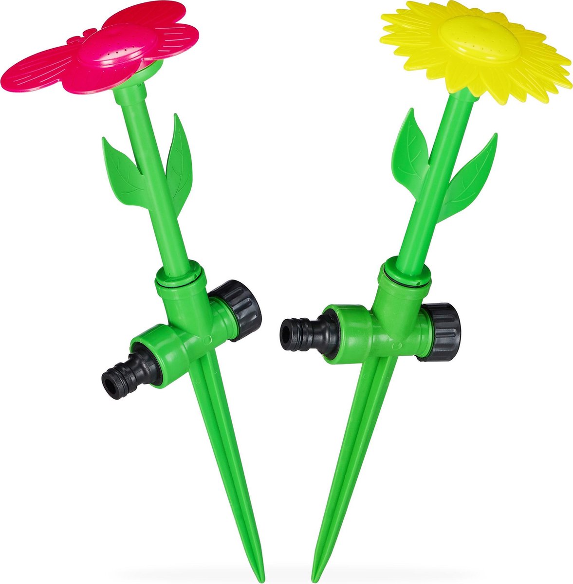 relaxdays tuinsproeier bloem - set van 2 stuks - watersproeier kinderen - sprinkler
