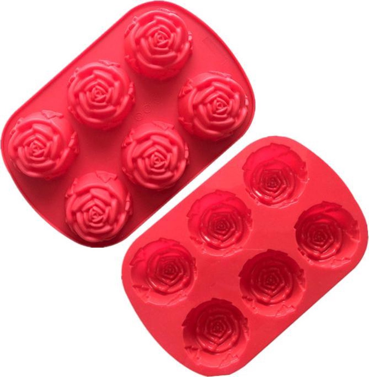 ProductGoods - Siliconen Bakvorm Rozen Plat - Cupcakes Muffin - 6 Stuks - Bakvormen