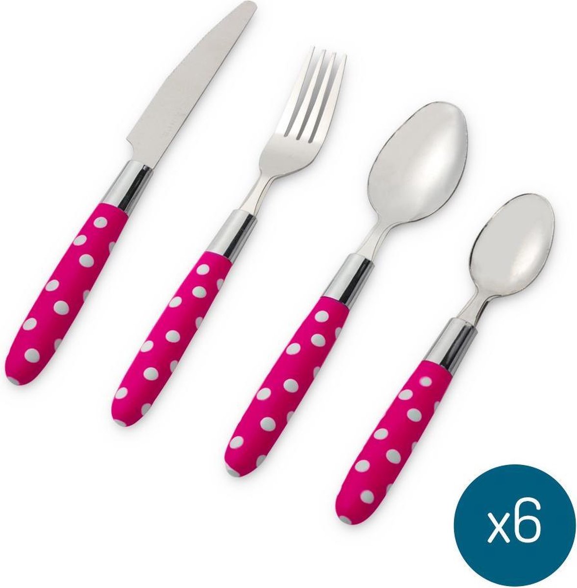Baytex Bestekset - Roze Dots – 24-delig