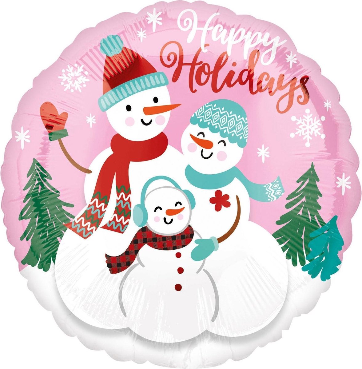 Anagram Folieballon Happy Holidays 43 Cm Roze/wit