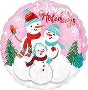 Anagram Folieballon Happy Holidays 43 Cm Roze/wit
