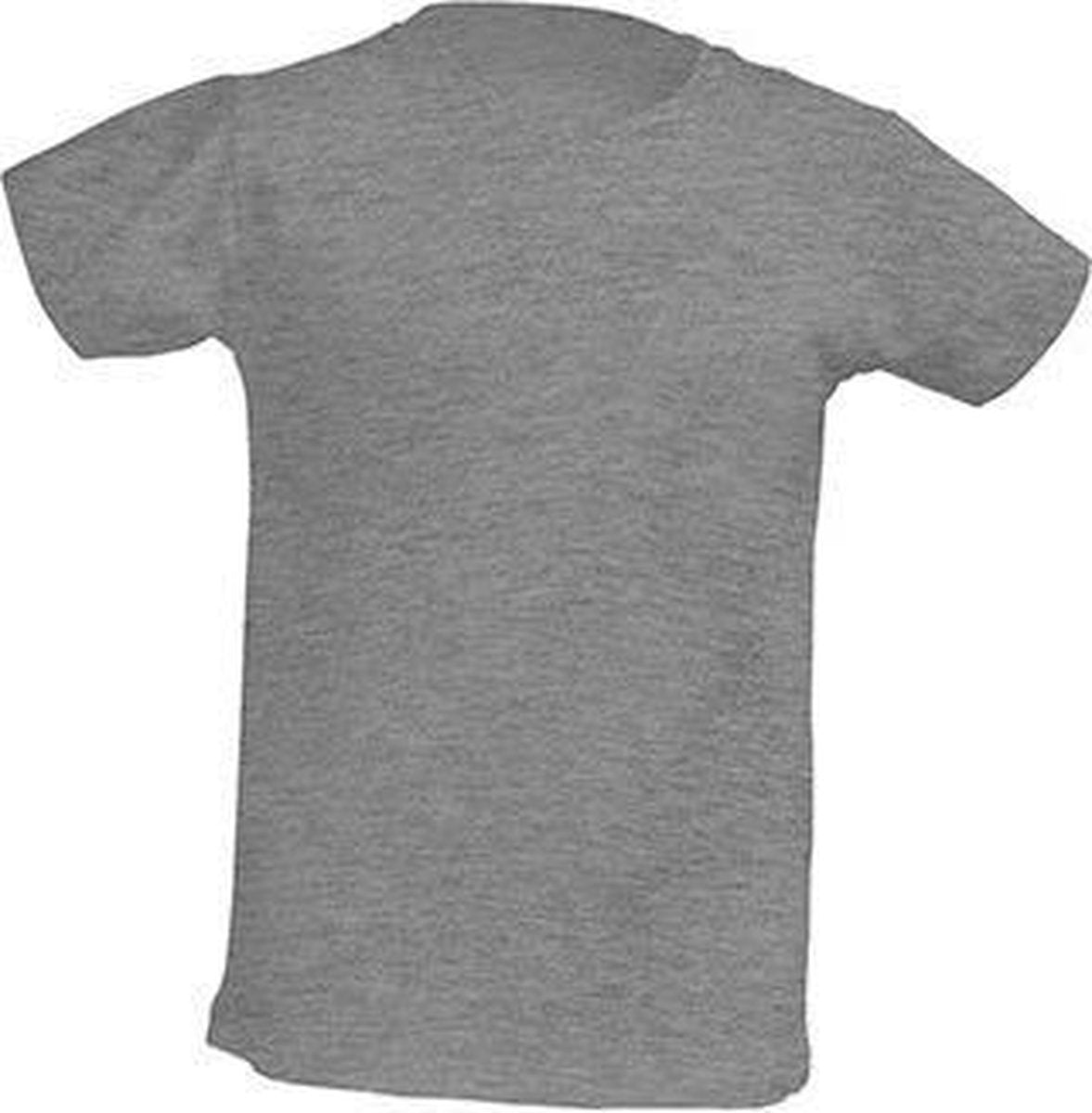 JHK Kinder t-shirt in grey melange maat 9-11 jaar (140) - set van 5 stuks
