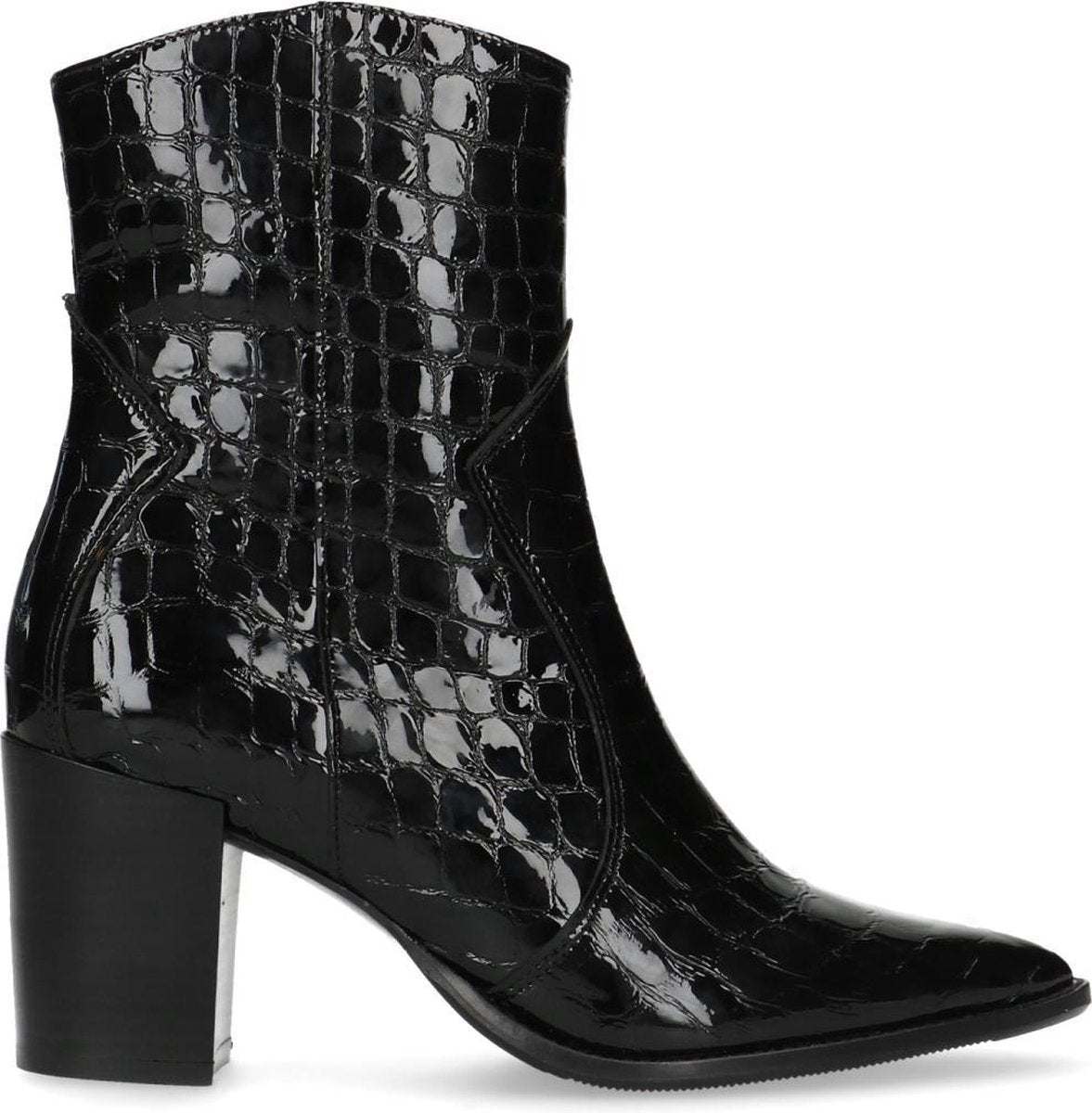 Manfield - Dames - Lakleren laarsjes met crocoprint - Maat 39