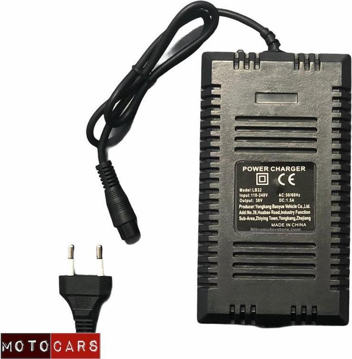 Oplader / adapter (3-pins) elektrische kinderquad 36V | Elektrische Accuvoertuigen