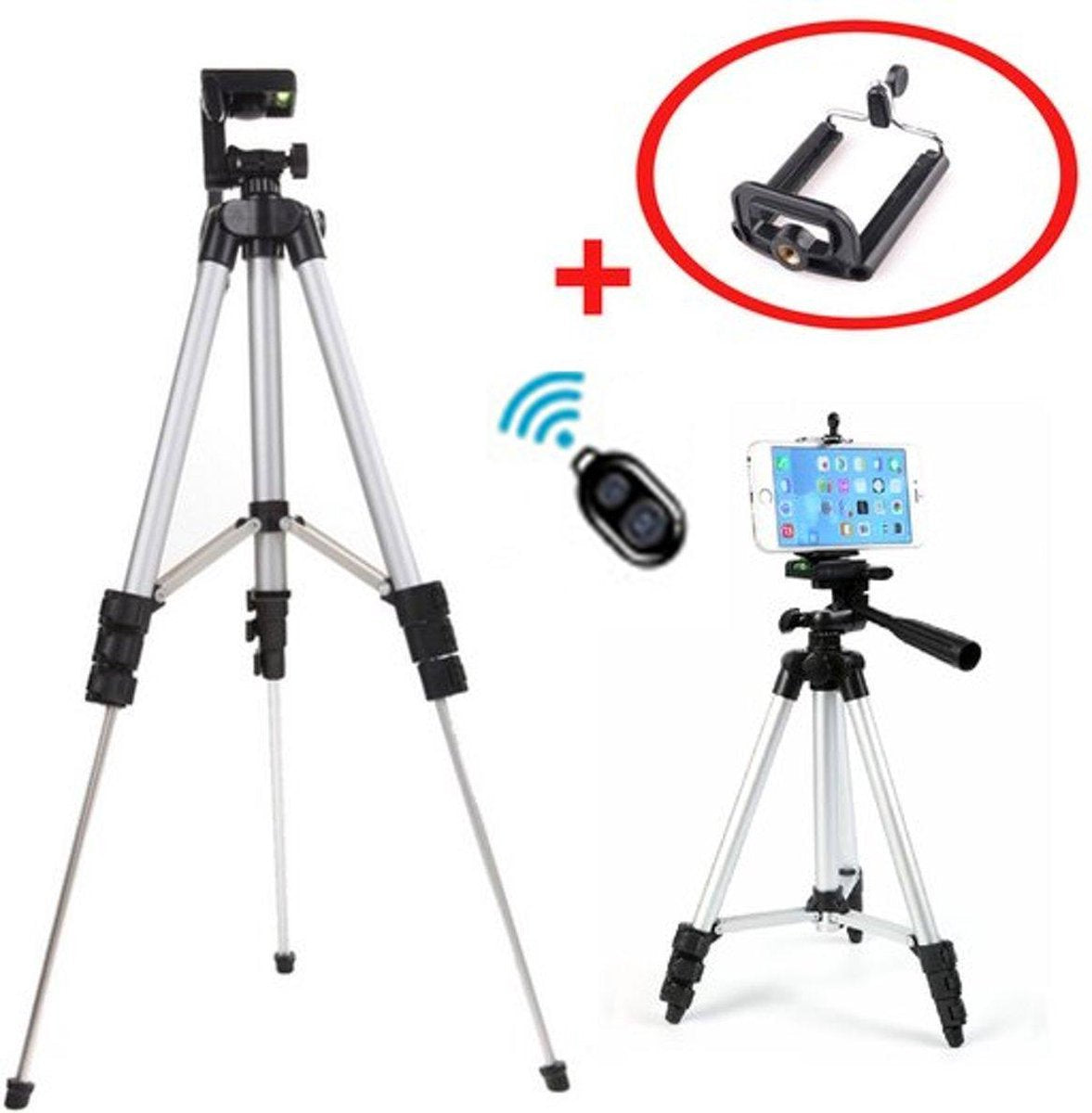 Large Smartphone / iPhone Tripod Statief INCLUSIEF BLUETOOTH SHUTTER - Universeel