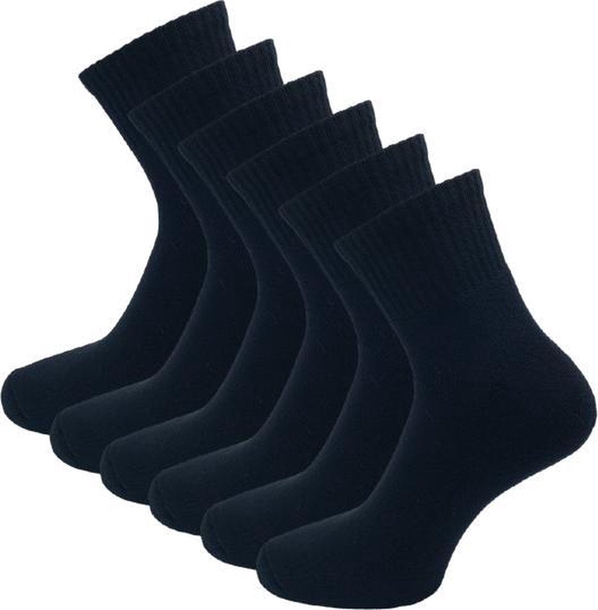 6 paar Badstof Quarter Sneakersokken - SQOTTON - Zwart - Maat 39-42