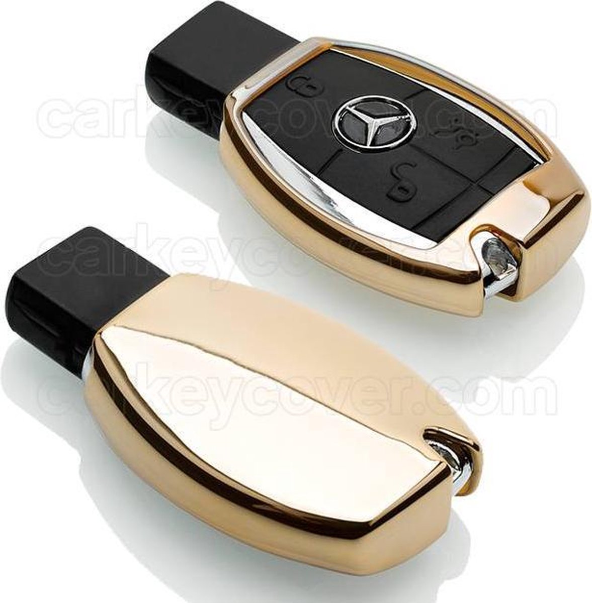 Mercedes SleutelCover - Goud / TPU sleutelhoesje / beschermhoesje autosleutel