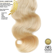 CAIRSTYLING CS631 Super Double INVISIBLE Clip-Ins Human Hair Cool Blonde Ombre Natural Highlights Remy Extensions - 110 Gram 23 Inch / 58 CM Lengte - Trending Onzichtbare Band Haaraanzet - New 2021