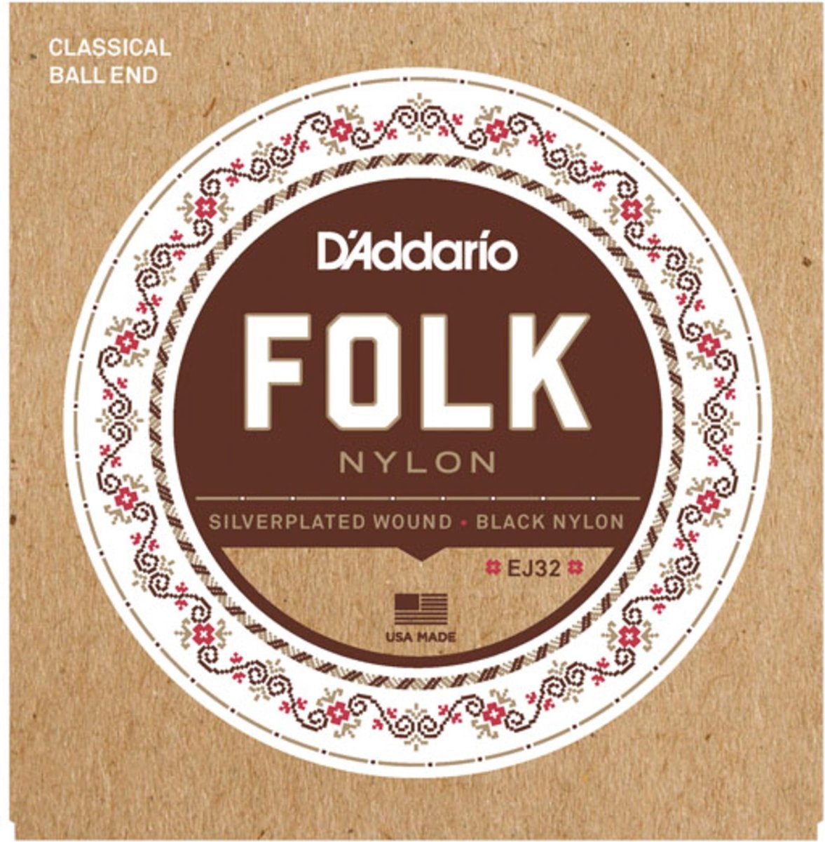 K-Git.snaren Folk Classic EJ32 zwart Nylon