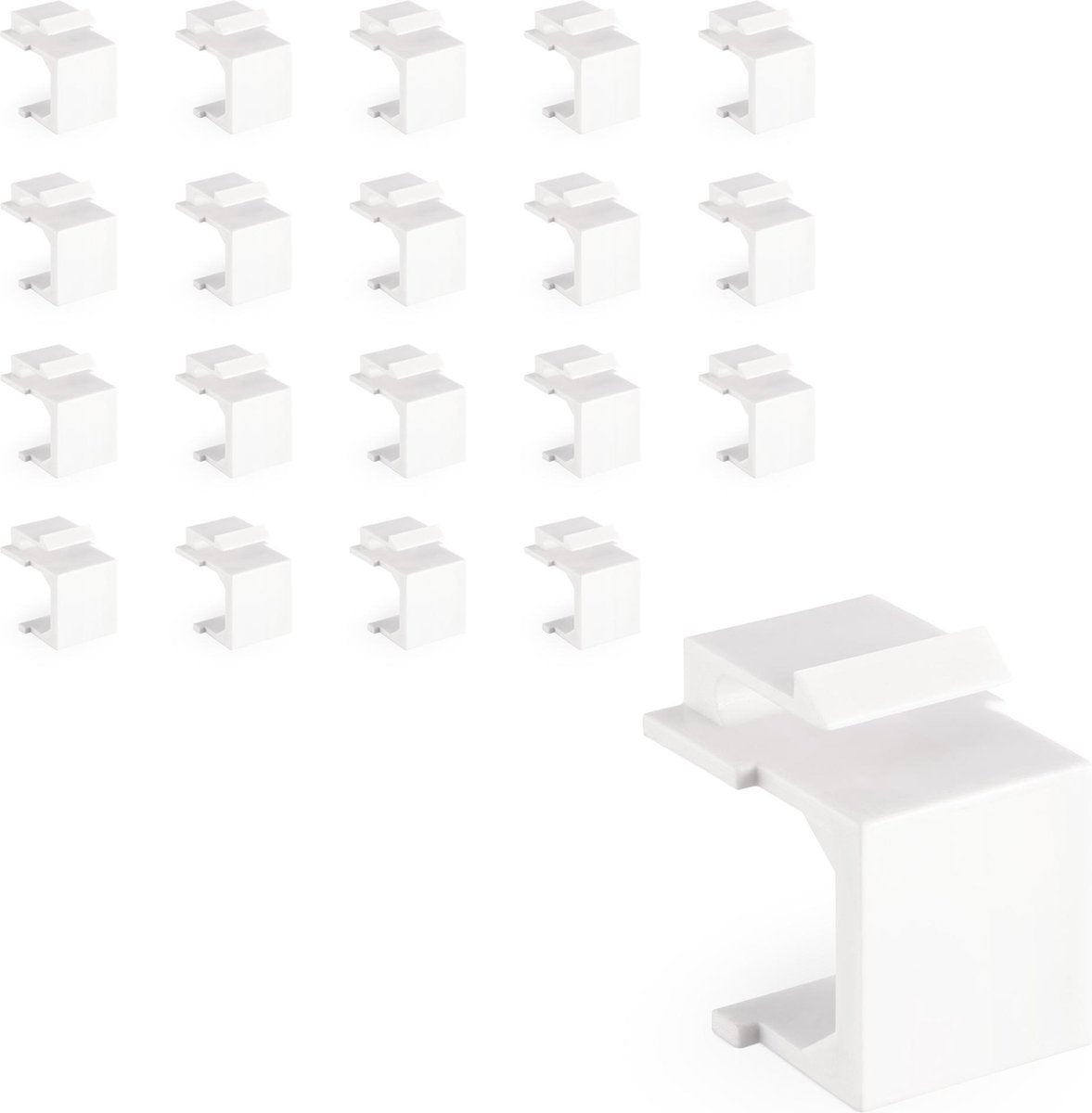 kwmobile 20x keystone dummy - Cover voor keystone modules - Snap-in - Geschikt voor patch panels - Beschermt tegen stof - Set van 20 stuks - Wit