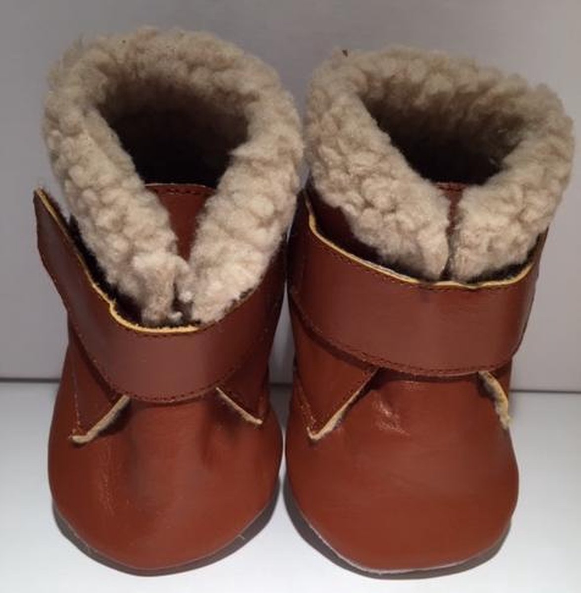 Warme leren babyschoentjes bruin maat S