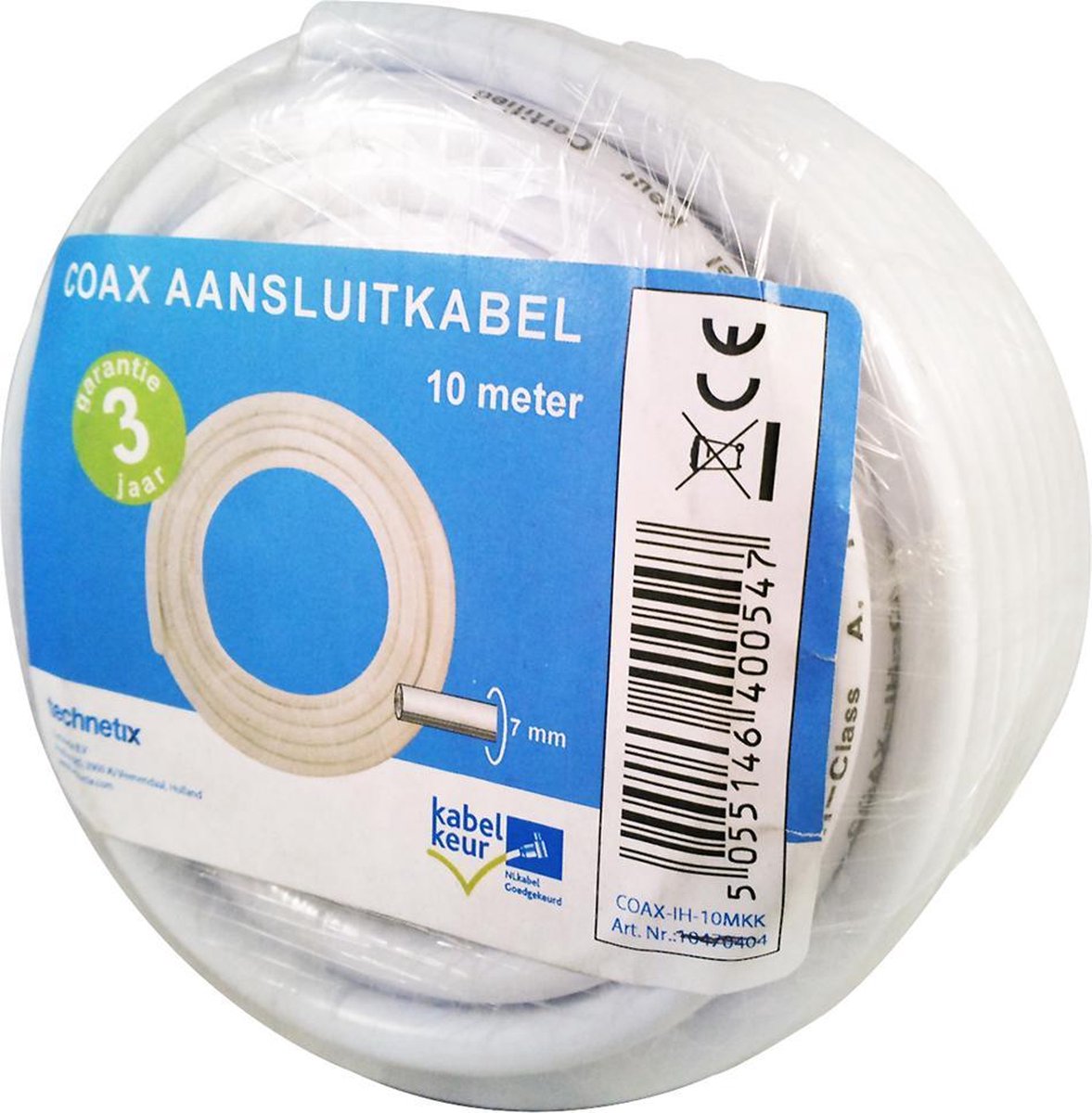 Deltac 11100600 coax-kabel 10 m Wit