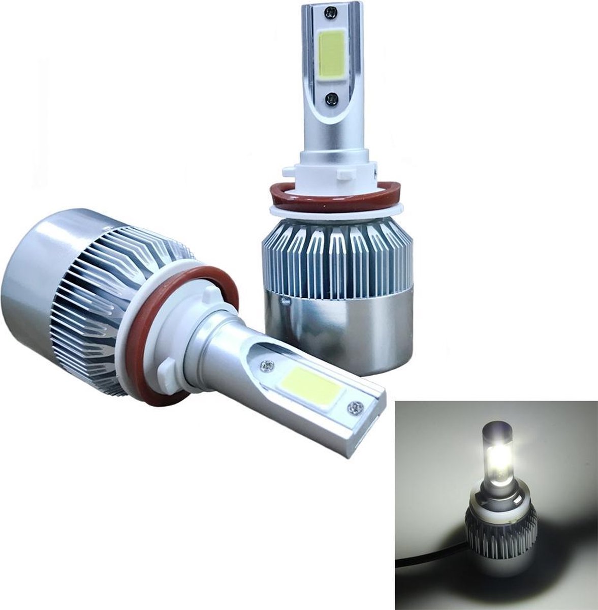 2 STKS C9 H8 / H11 18 W 1800LM 6000 K Waterdichte IP68 Auto Auto LED Koplamp met 2 COB LED Lampen
