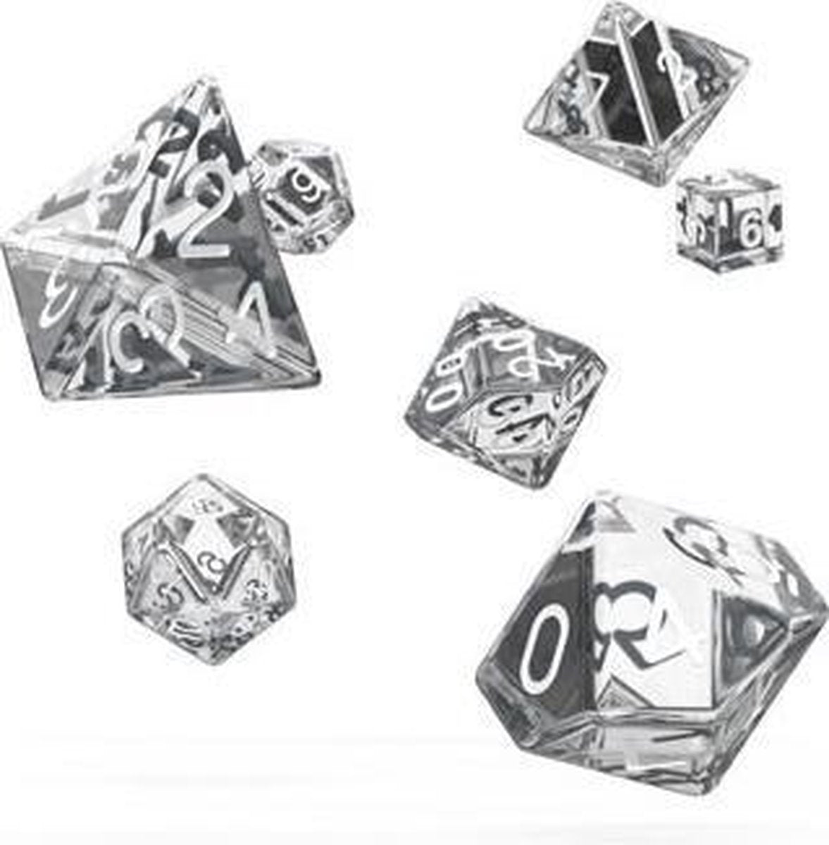 Oakie Doakie Dice RPG Set Translucent Clear 7pc