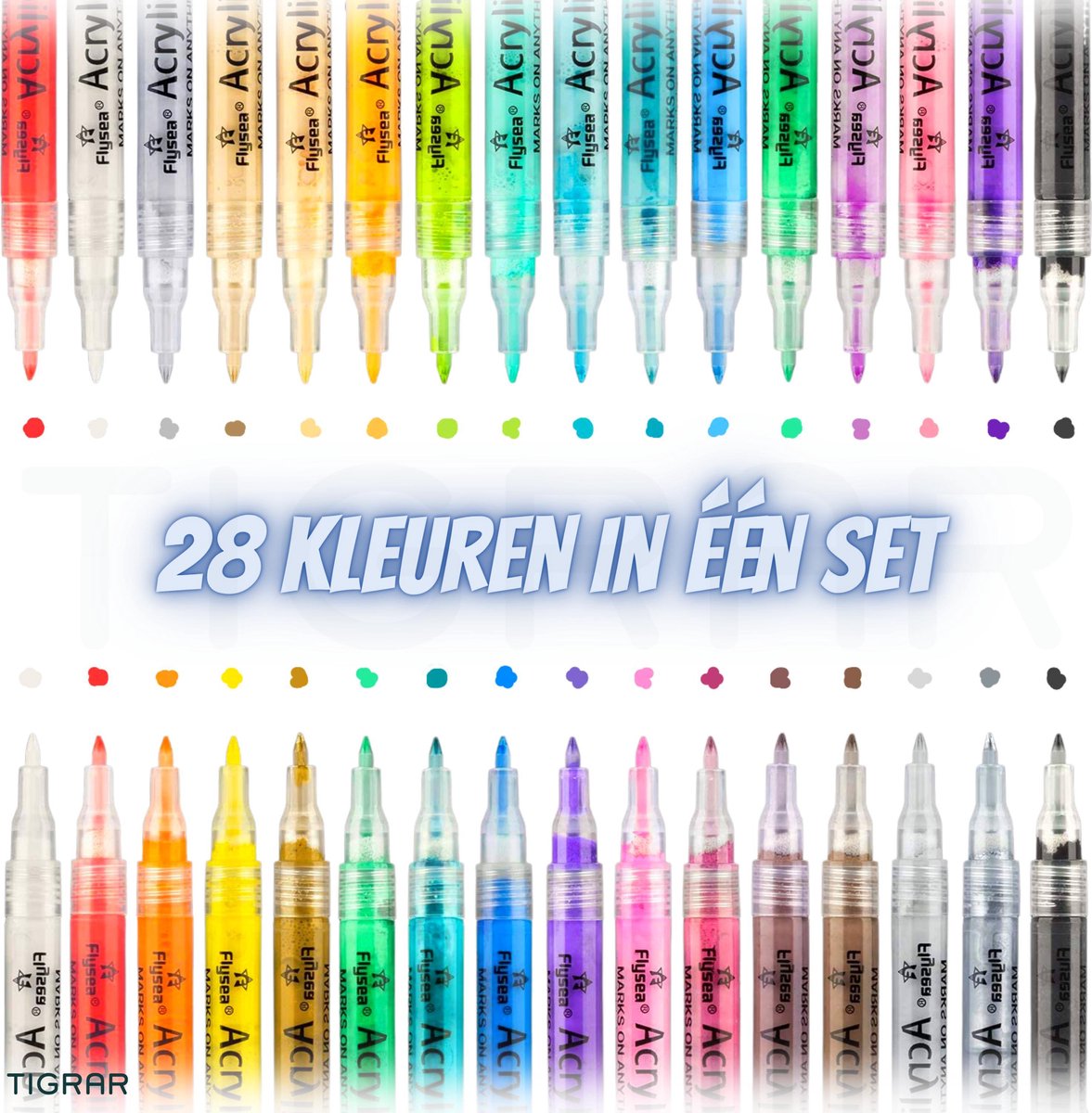 Acryl Stiften - Acrylstiften voor stenen schilderen - Happy Stones - Stiften - Acrylverf Stiften - In 28 Kleuren Met Extra Fijne Punt