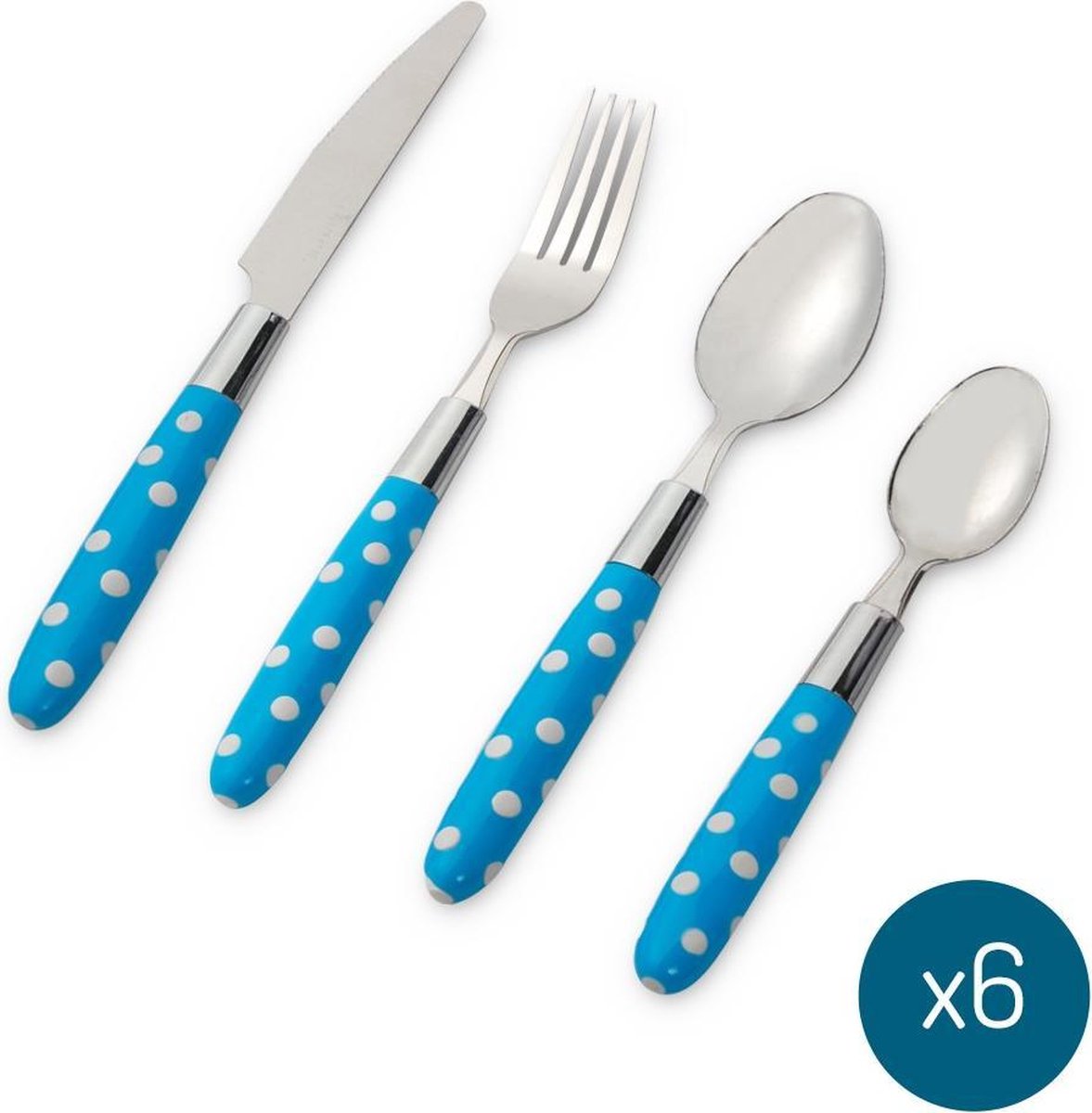 Baytex Bestek Set Dots Blauw – 24-delig