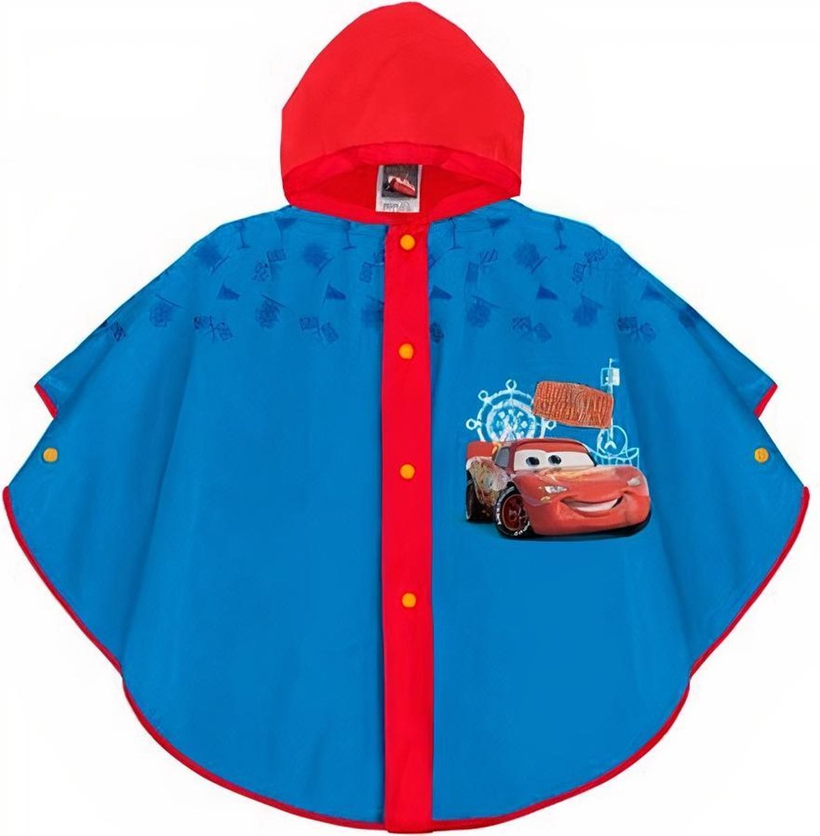 Perletti Regenponcho Cars Eva Rood/blauw Maat 2-5 Jaar