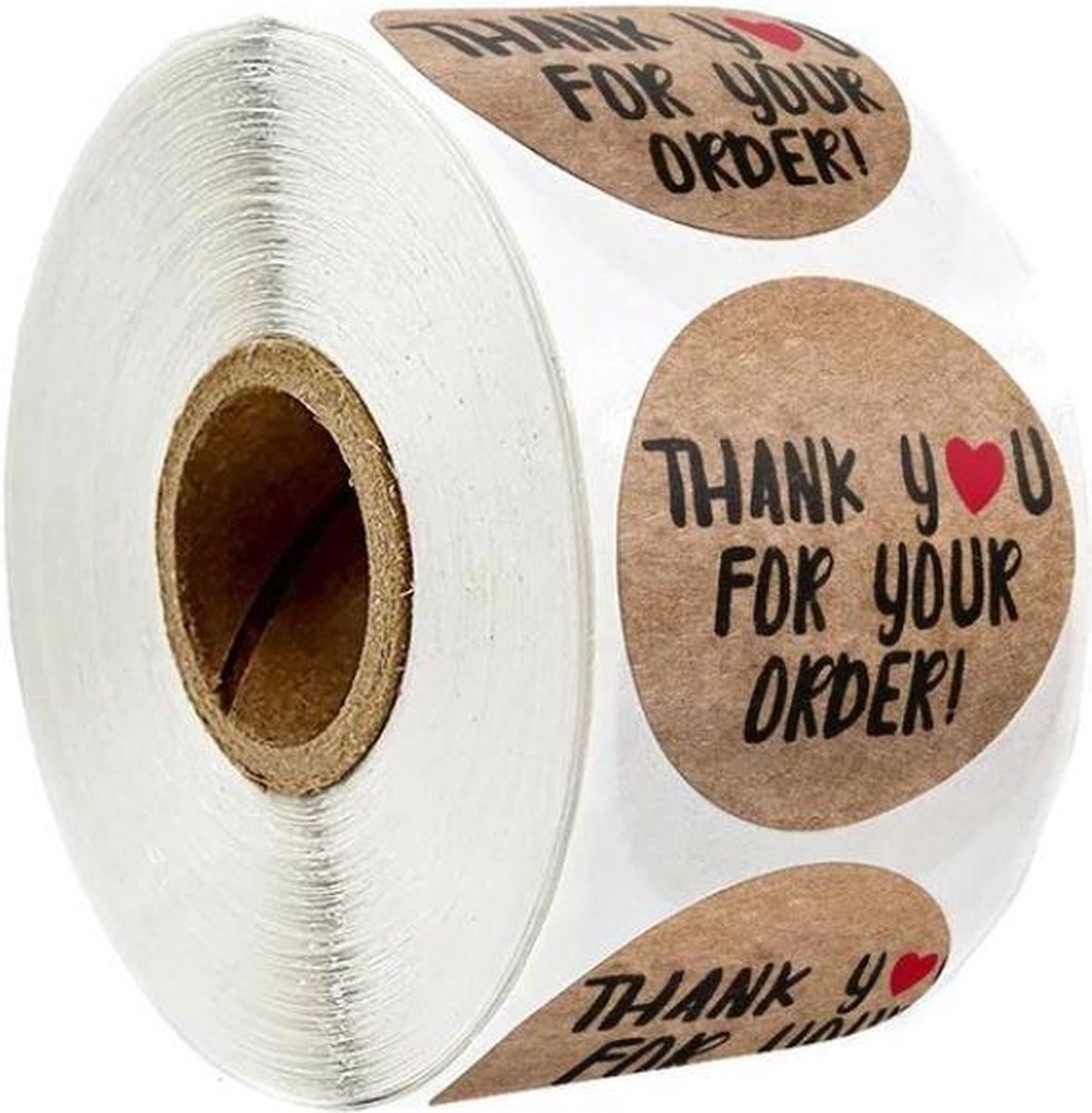 500 stickers op rol Thank You for your order (bruin) 2