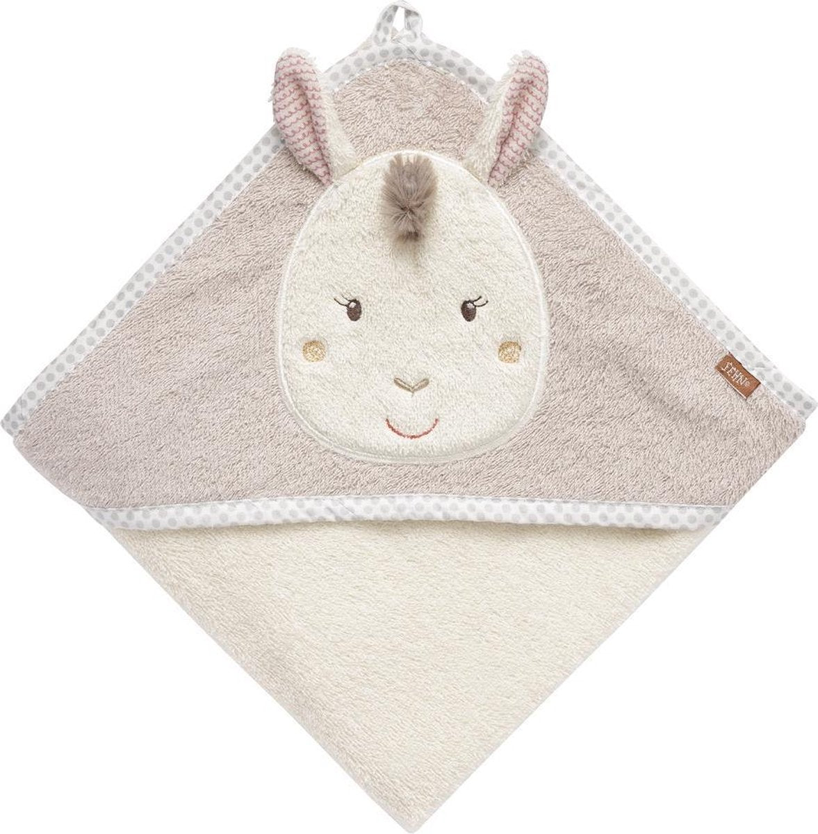 Fehn Baby Badcape Lama 80 X 80 Cm Crème/beige