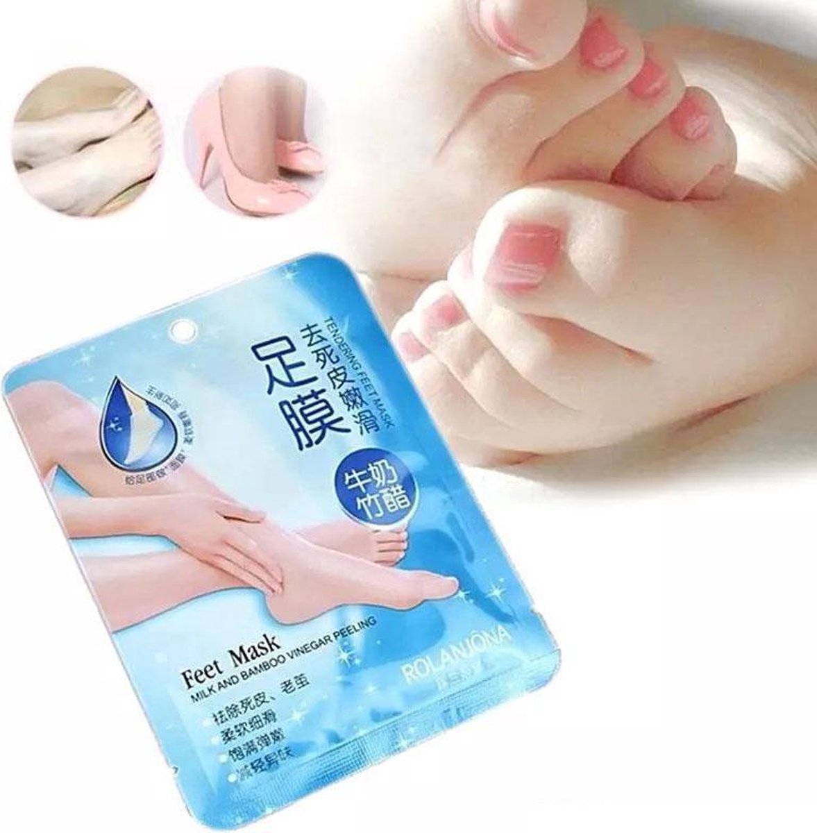 Rolanjona Exfoliating Voet Masker | Foot Peel Off Mask | Exfolierend Voeten Masker voor Mooie Zachte Gladde Voeten | 2 stuks