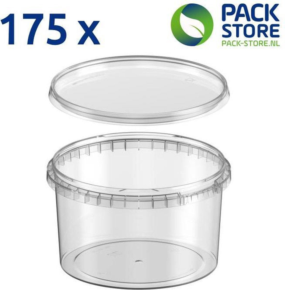 Plastic bakjes rond ø146mm (1000 ml) - Transparant met deksel - 175 stuks