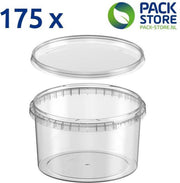 Plastic bakjes rond ø146mm (1000 ml) - Transparant met deksel - 175 stuks
