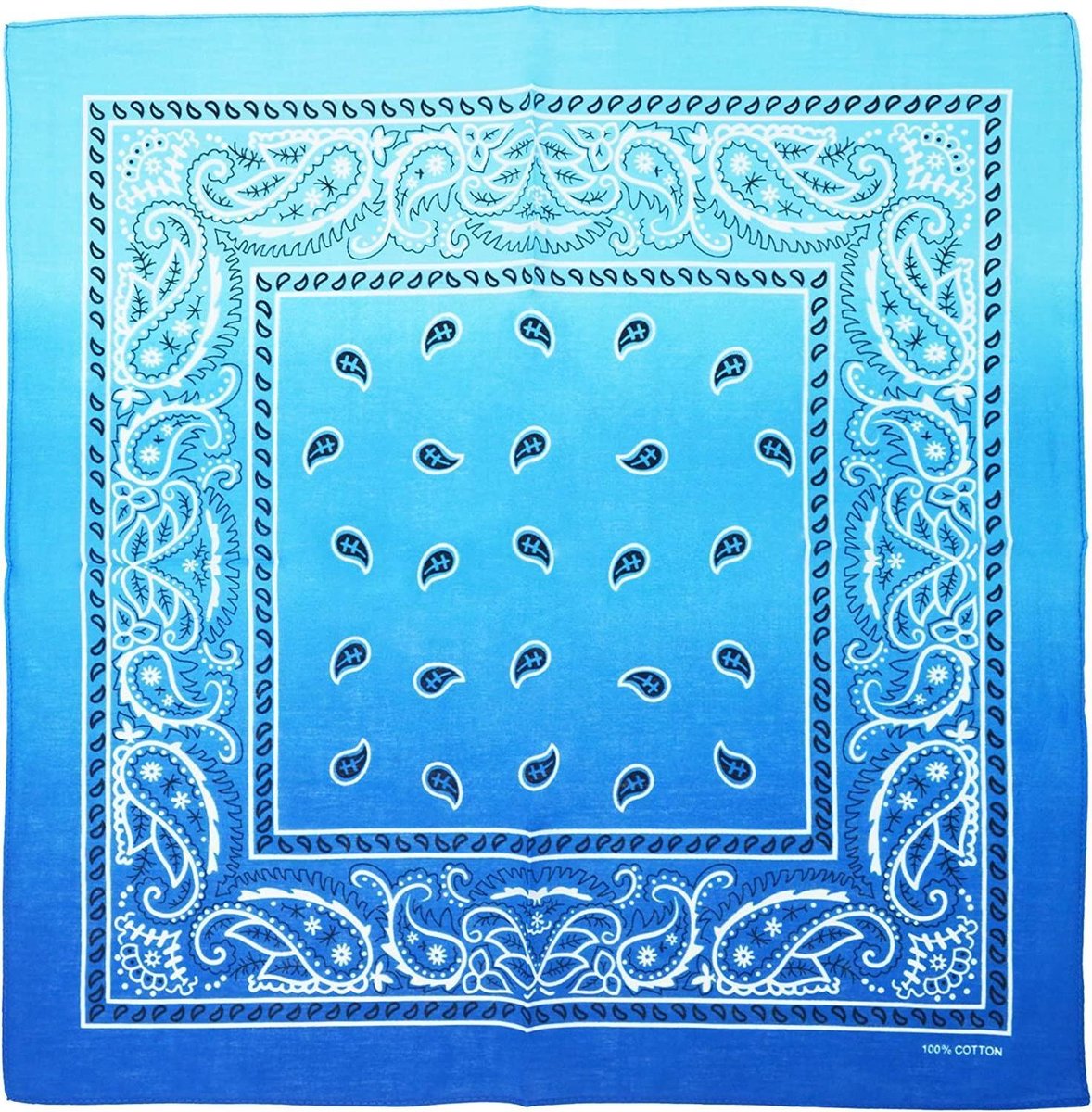 Fako Fashion® - Paisley Bandana - Two Tone - 2-Kleurig - Lichtblauw-Blauw