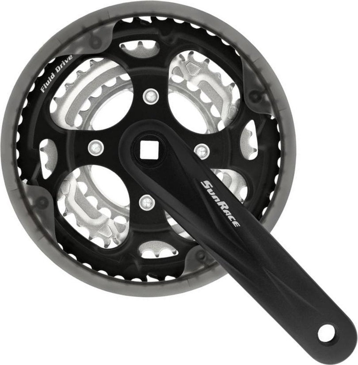 SunRace crankstel FCM300 -2mm 28-38-48 170mm m/CG zw/zi