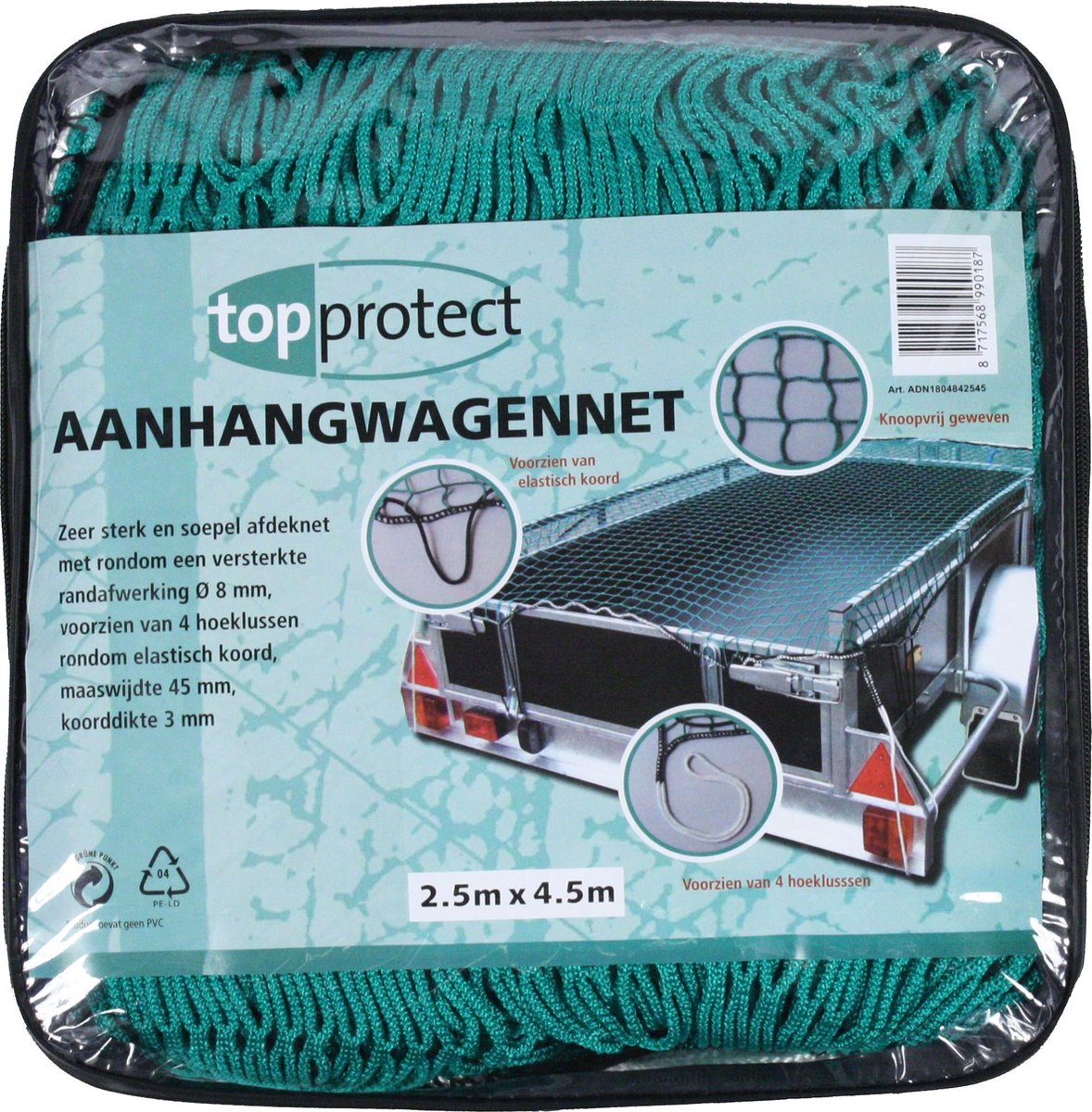 Topprotect Aanhangwagennet - met hoeklussen en elastisch koord - 2