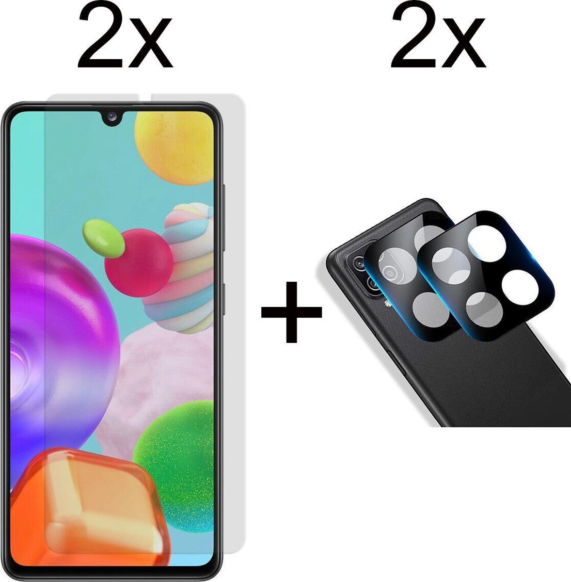 Beschermglas Samsung A42 screenprotector 2 stuks - Samsung Galaxy A42 screen protector camera lens - 2 stuks - Samsung Galaxy A42 screenprotector glas