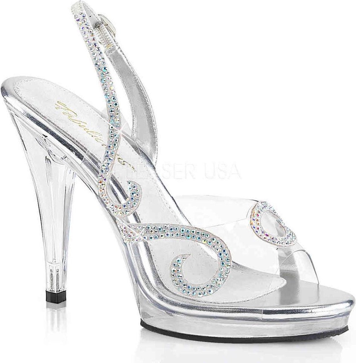 Fabulicious Sandaal met enkelband -39 Shoes- FLAIR-457 US 9 Transparant/Zilverkleurig