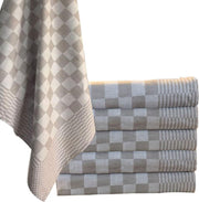Homéé® theedoeken 65x65 cm - Holland Art geblokt - 100% katoen - 6 stuks taupe - wit