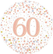 Folieballon - 60 Jaar - Holografisch - Rosé Goud - 45cm - Zonder vulling