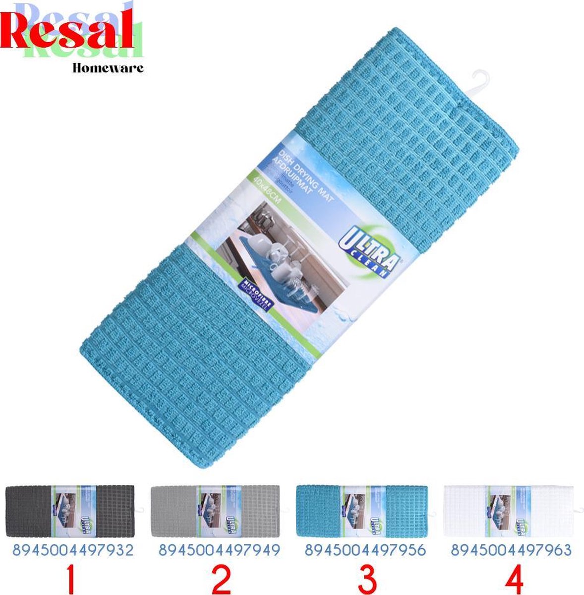 Resal Homeware Microfezel Afdruipmat 40 x 48 cm - Wit Nr.4