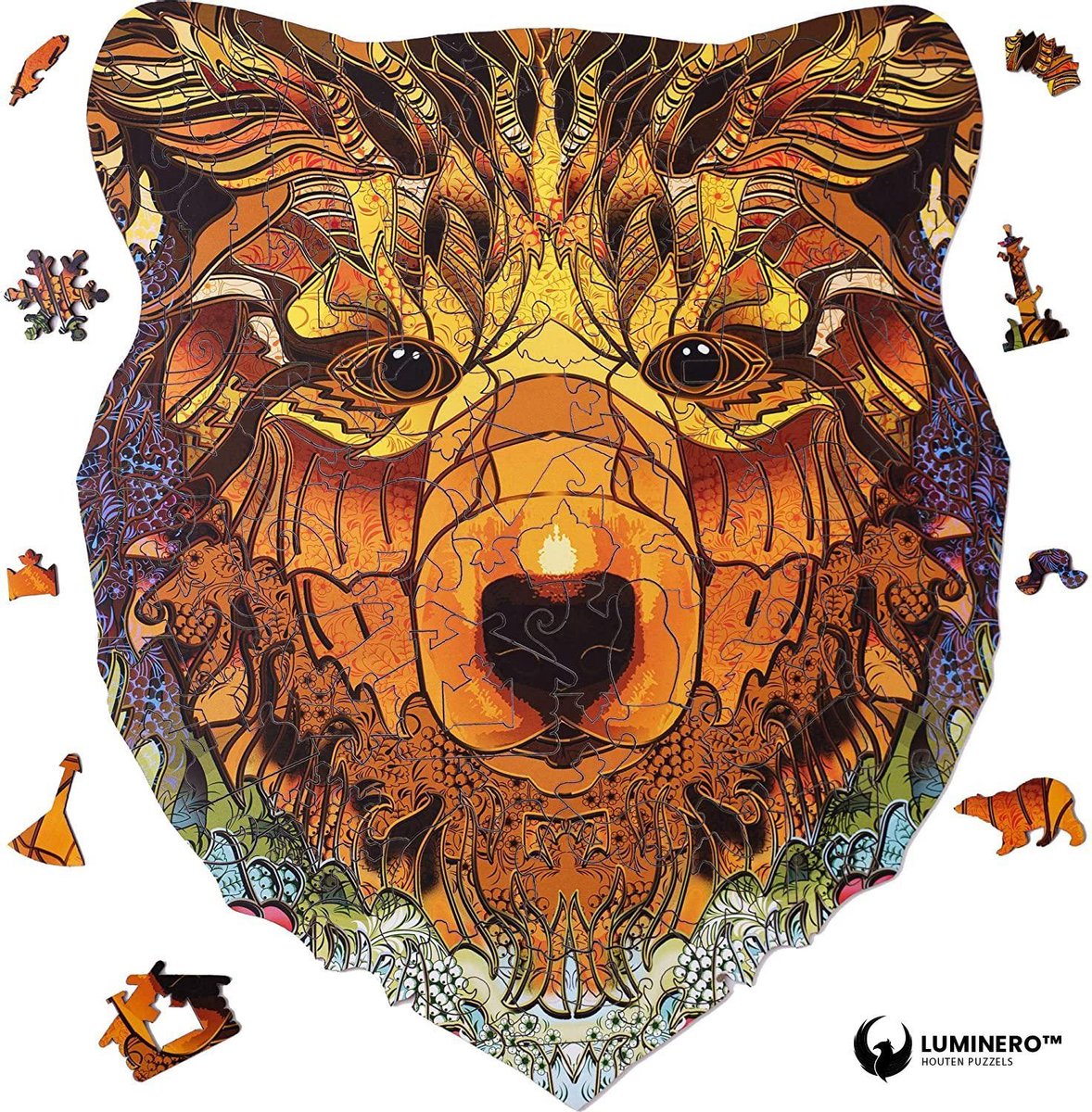 Luminero™ Houten Beer Jigsaw Puzzel - A3 Formaat Puzzel - Unieke 3D Puzzels - Huisdecoratie - Wooden Puzzle - Volwassenen & Kinderen
