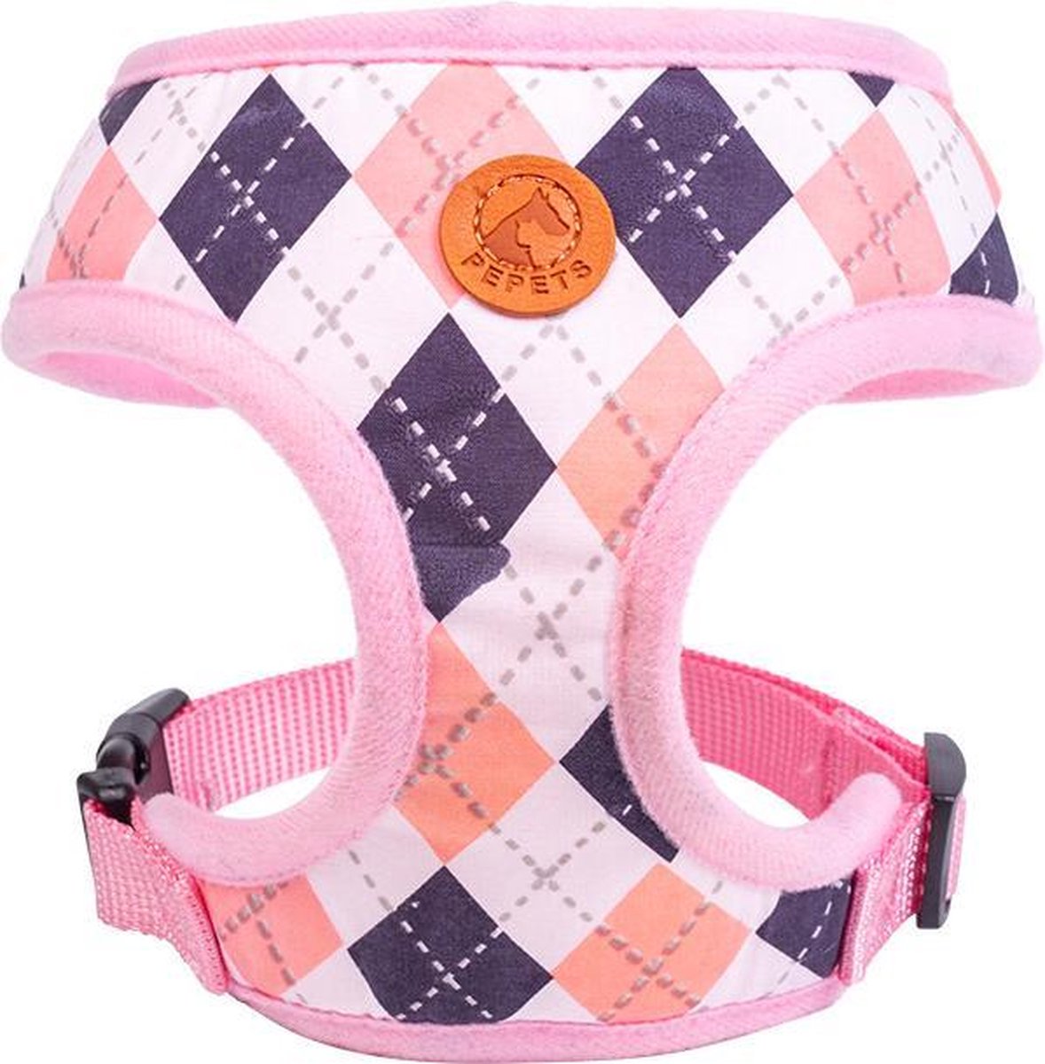 Pepets © - Hondentuig – Hondenharnas – Tuigje puppy – Hondentuigje – Harnas Hond - Roze Ruit - Maat S