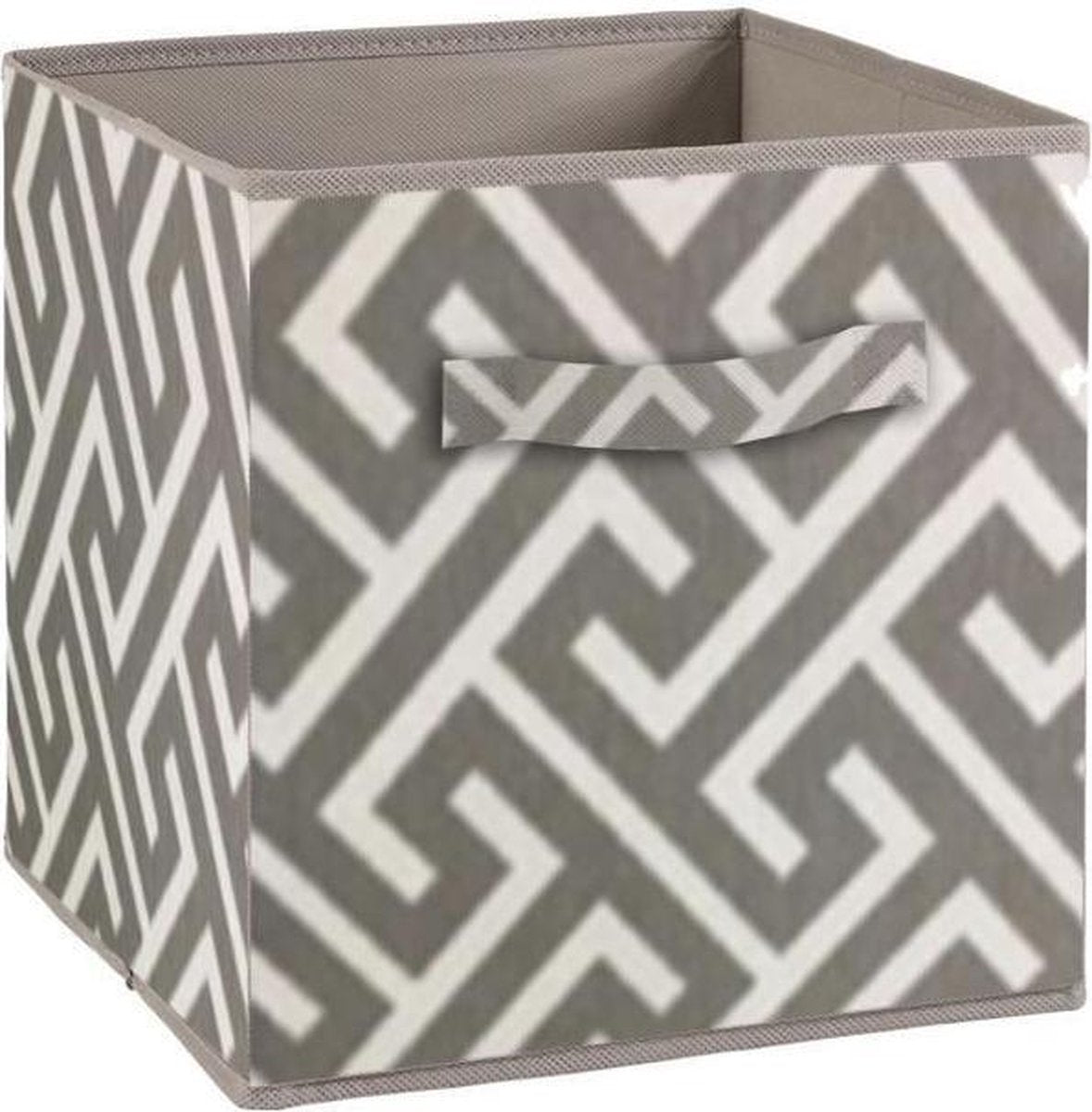 COMPO Opberglade - Stof - 27 x 27 x 28 cm - Labyrintpatroon - Grijs en wit